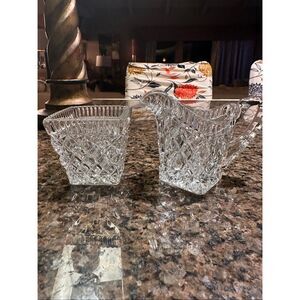 Vintage pressed glass creamer, and sugar set